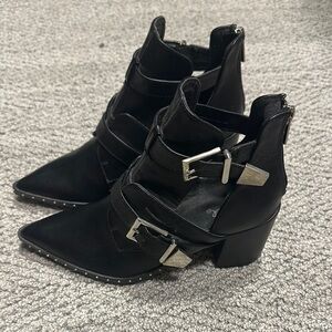 Black Ankle Boots with Buckle Detail